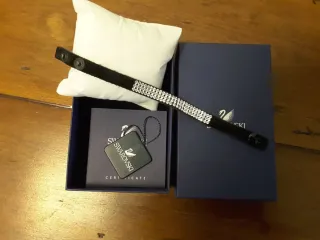 Bracciale Swarovski Pelle Scamosciata Nero Argento