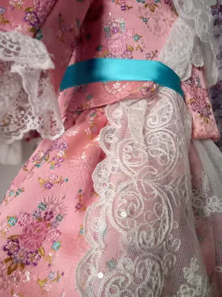 Traje Fallera Niña Rosa y Blanco