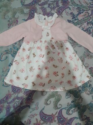 Vestido y rebeca rosa floral 6-9 meses
