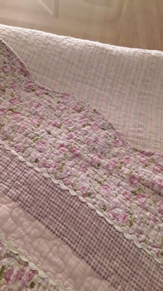 Colcha Cama 90cm Rosa y Blanca