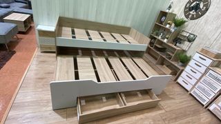 Cama nido con cajones madera y blanco