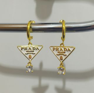 Pendientes Prada Vintage Blanco Dorado