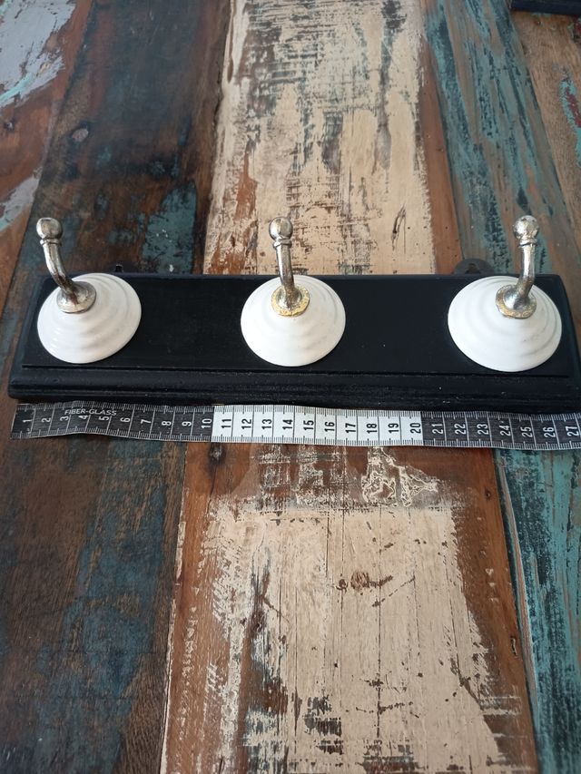 Percheros de pared Madera y Cerámica (Set de 3)