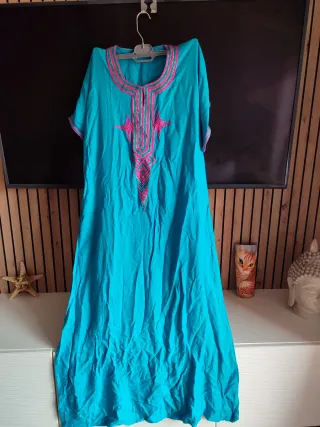 Chilaba Mujer Talla Única Azul y Rosa