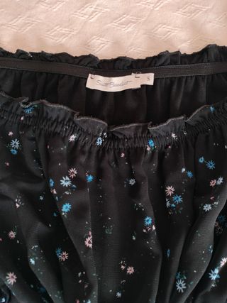 Vestito Suite Benedict nero con fiori blu taglia S