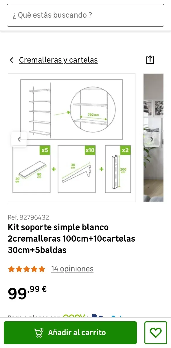 3 Baldas 60x50 + 6 Soportes Metal