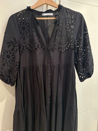 Vestido Sfera negro bordado largo