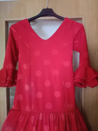 Traje Flamenca Niña Rojo Lunares Talla 10