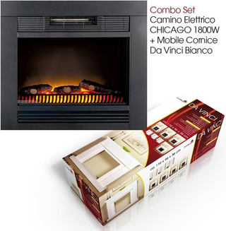Camino Elettrico con Cornice Legno Caminetto 1800W