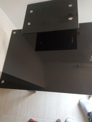 Mesa escritorio cristal negro