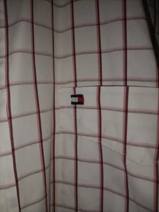 Camisa Tommy Hilfiger XL Cuadros Rojo Blanco