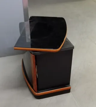 Mesita auxiliar bar, TV, cristal y madera