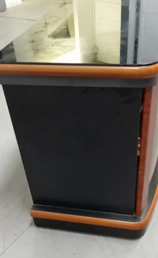 Mesita auxiliar bar, TV, cristal y madera