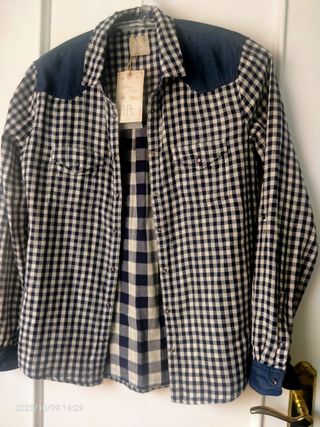 Camisa cuadros azul y blanco Talla L