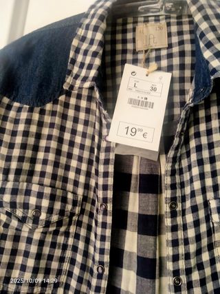 Camisa cuadros azul y blanco Talla L