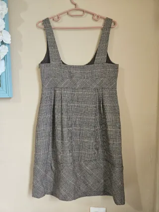 Vestido de cuadros gris y blanco