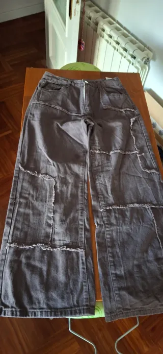 Pantalones anchos mujer grises