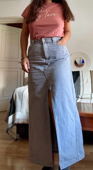 Falda vaquera midi larga Zara