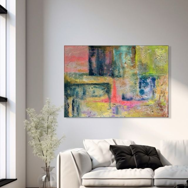 Cuadro abstracto moderno dorado