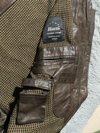 Jacket Bomber Leather Harrington Brown Vintage 90s