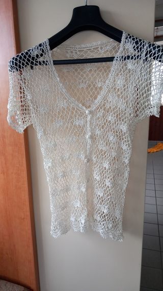 2 Gilet Uncinetto Bianco e Nero Taglia Unica