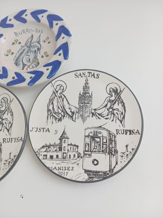 3 piatti in ceramica Manises Burro Bar