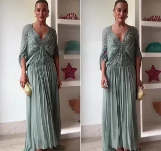Vestido largo ZARA verde talla M