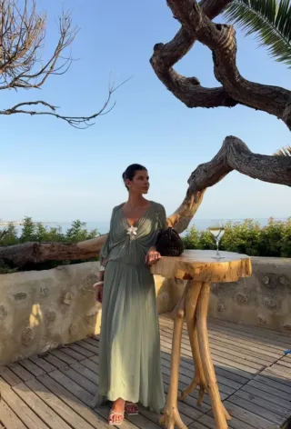 Vestido largo ZARA verde talla M