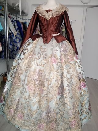 Traje Fallera Adulta Marrón y Multicolor