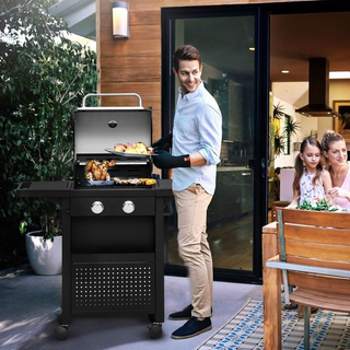 Barbecue a Gas Professionale Acciaio Inox 2 Fuochi