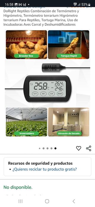 Termómetro digital y humedad para Reptiles