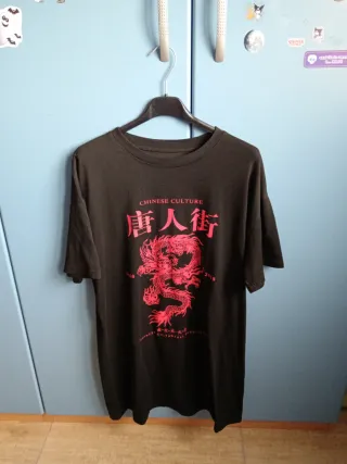 T-shirt SheIn drago cinese nera M