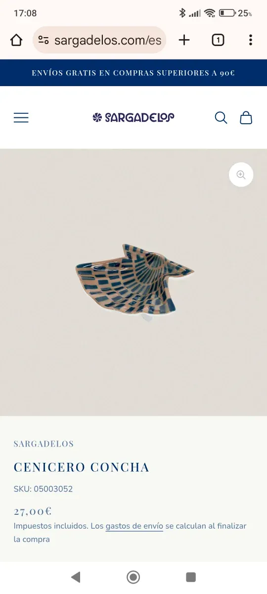 Sargadelos cenicero concha