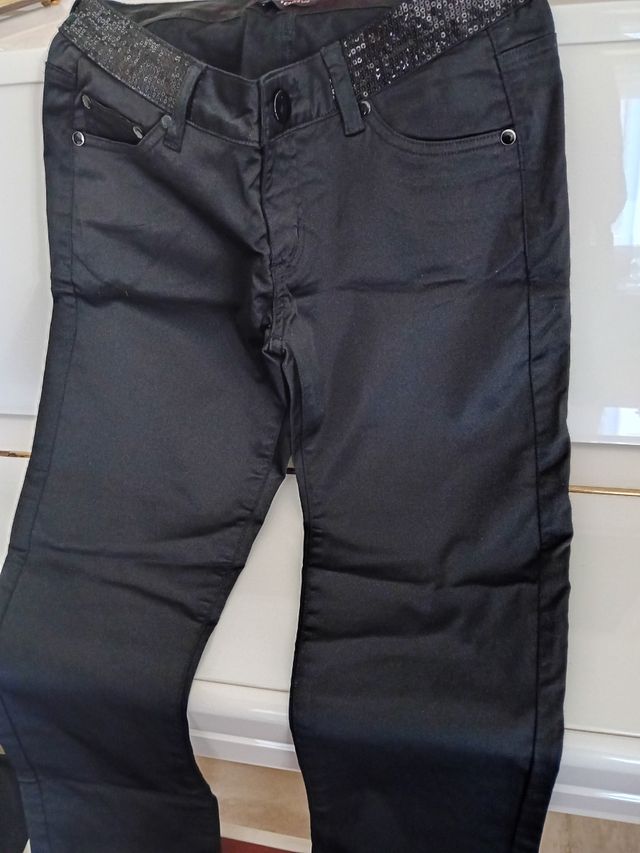 Pantaloni neri ragazza con strass