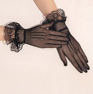 Guantes cortos de encaje negro