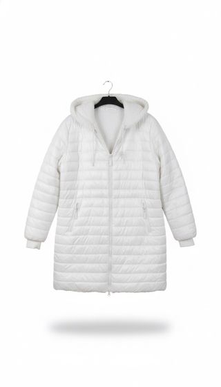 Chaqueta larga acolchada blanca