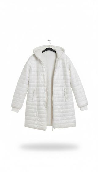 Chaqueta larga acolchada blanca