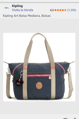 Bolsa Kipling Art Mediana Gris