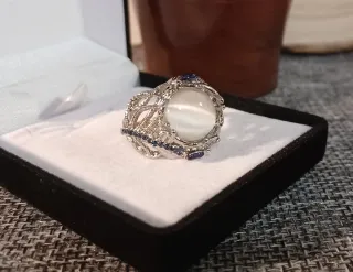 Anillo Bronce Circonita Perla Plata