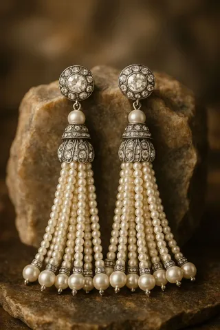 Pendientes Vintage Perlas y Circonitas Plata