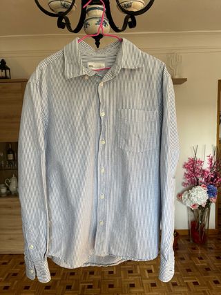 Camisa Zara Rayas Azul y Blanco