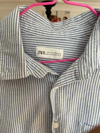 Camisa Zara Rayas Azul y Blanco