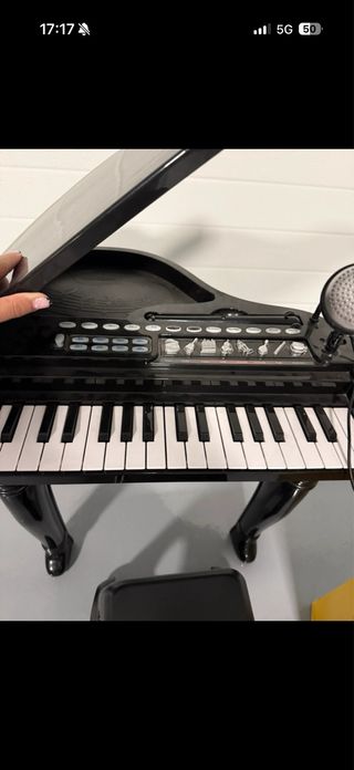 Piano de cola infantil con micrófono y taburete