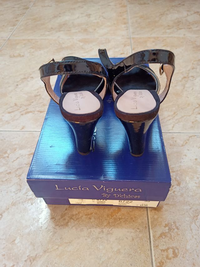 Sandalias tacón negras Lucia Viguera