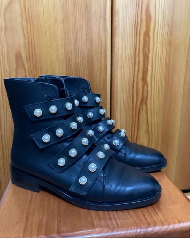 Botines Zara Negros con Perlas