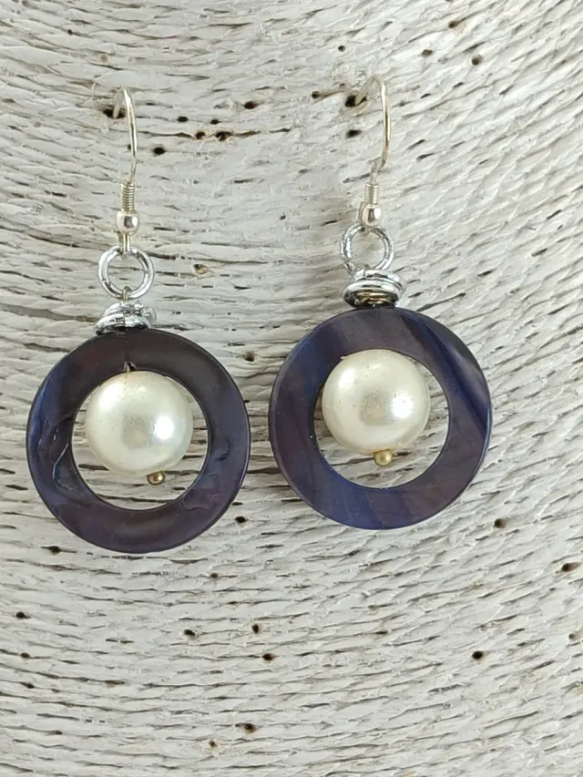 Orecchini donna perla e
madreperla mm.12 e cerchi