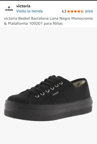 Zapatillas Victoria Plataforma Niña Negras