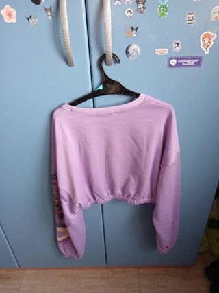 SheIn Felpa Crop Top M Stampa Draghi Viola