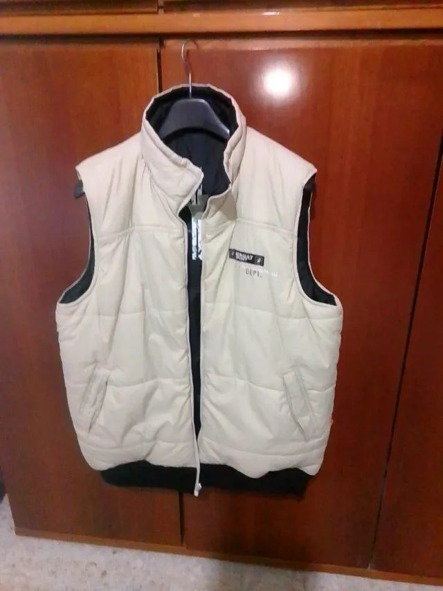 Gilet imbottito uomo beige/nero Double face