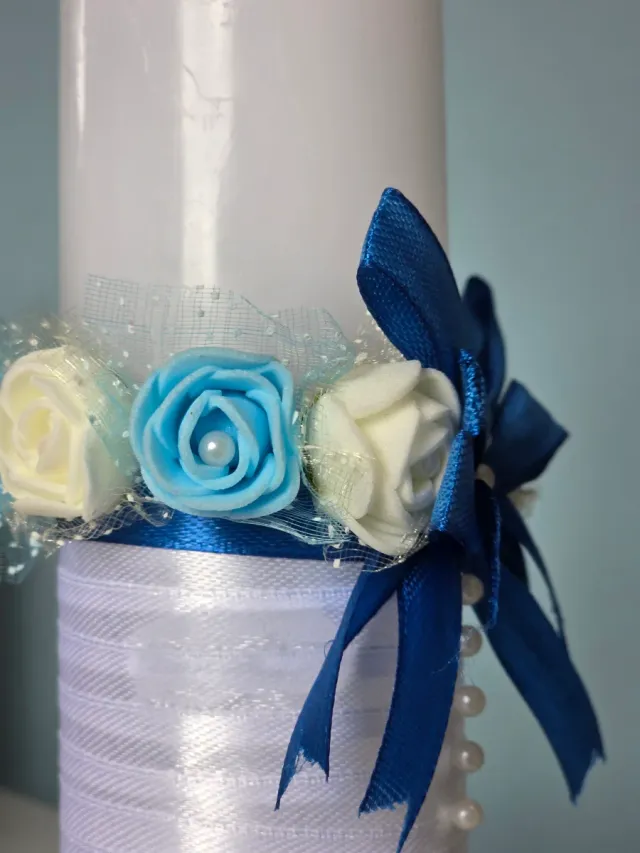 Velas de Bautizo Personalizadas Azul y Blanco